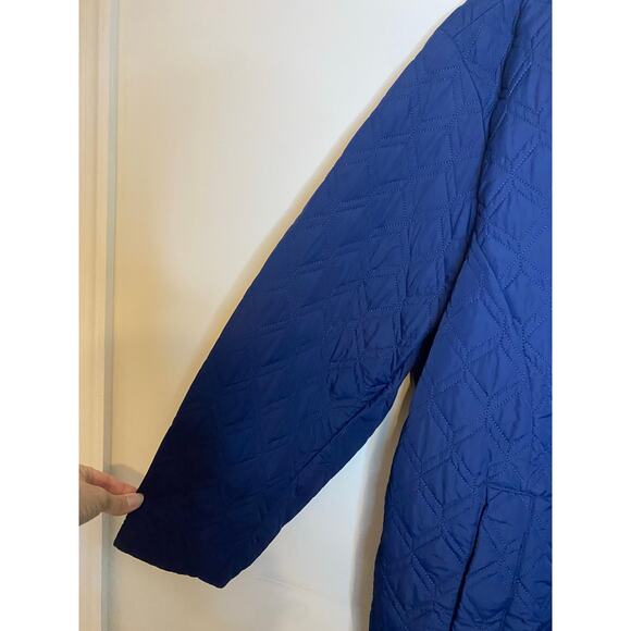 Lands End Womens Blue Quilted Barn Chore Jacket Zip Button Preppy Plus Size 3X - Picture 4 of 16